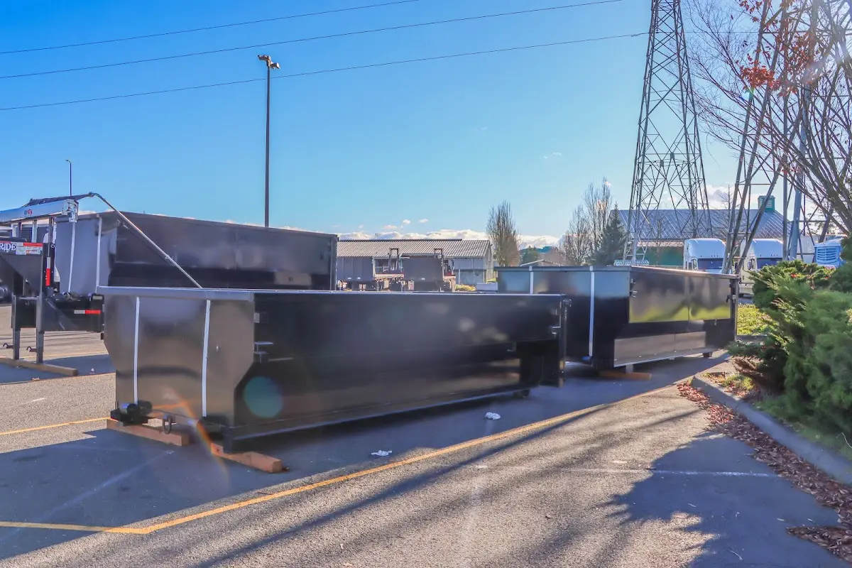 Roll-off dumpster ready for waste disposal at job site for 4 Yard Dumpster Rental in East Hempfield